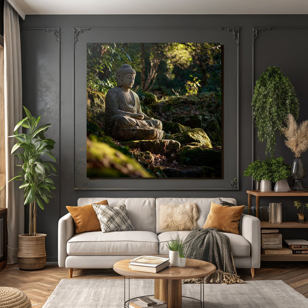 Buddha Statün Im Meditativen Pose In Natur Ruhiger Atmosphäre