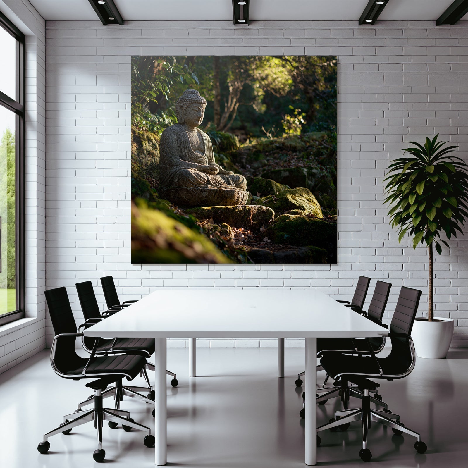 Buddha Statün Im Meditativen Pose In Natur Ruhiger Atmosphäre
