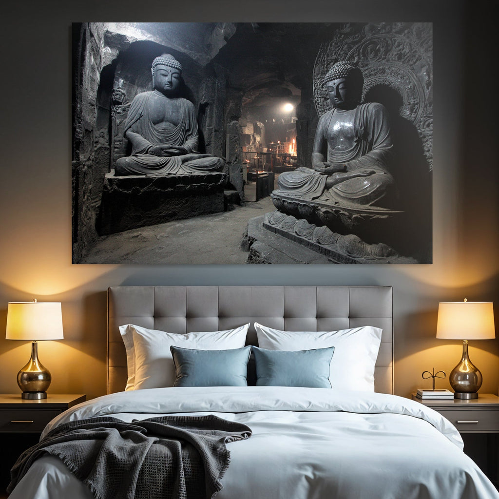 Buddha Statün Höhlen Tempel Tranquilität Reverenz