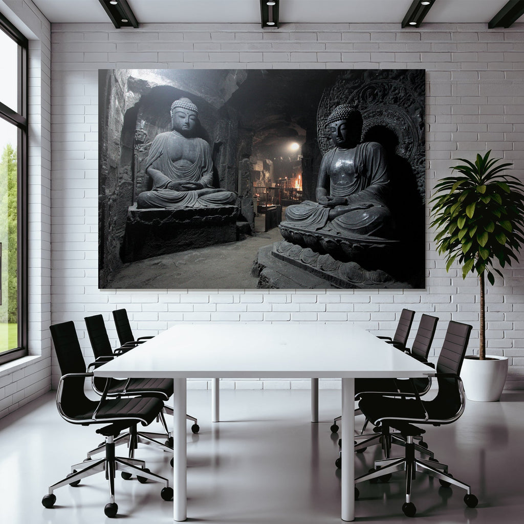 Buddha Statün Höhlen Tempel Tranquilität Reverenz