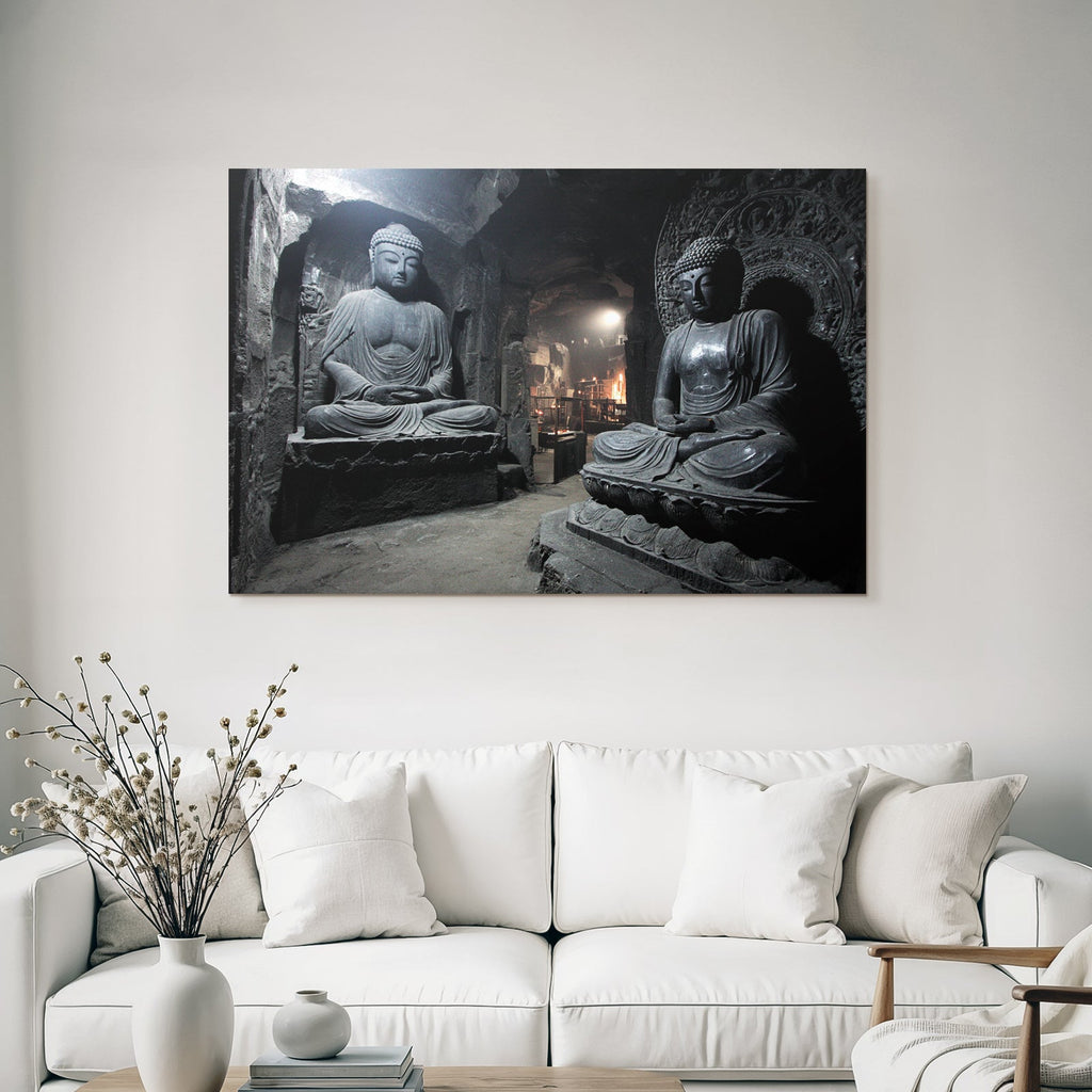 Buddha Statün Höhlen Tempel Tranquilität Reverenz