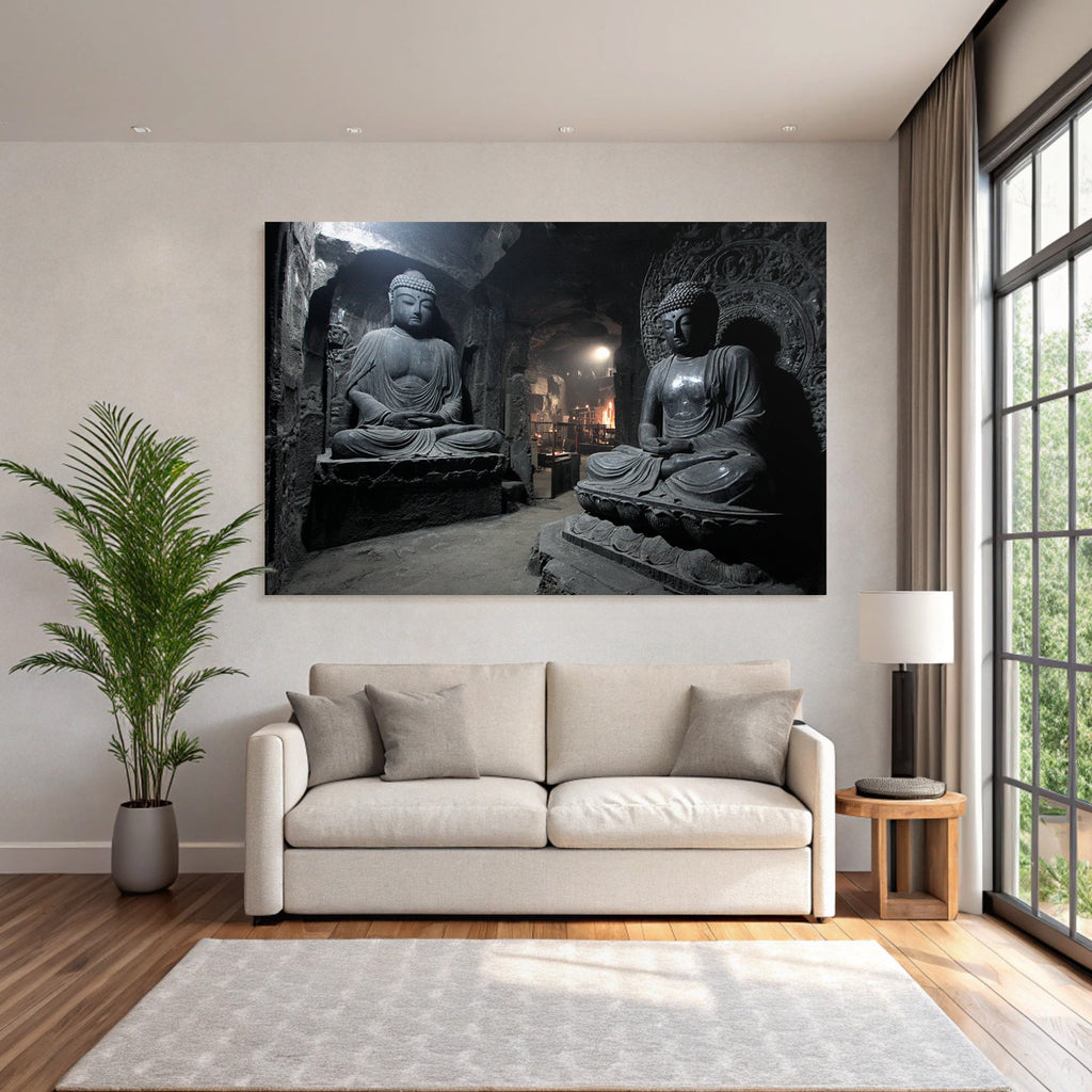 Buddha Statün Höhlen Tempel Tranquilität Reverenz
