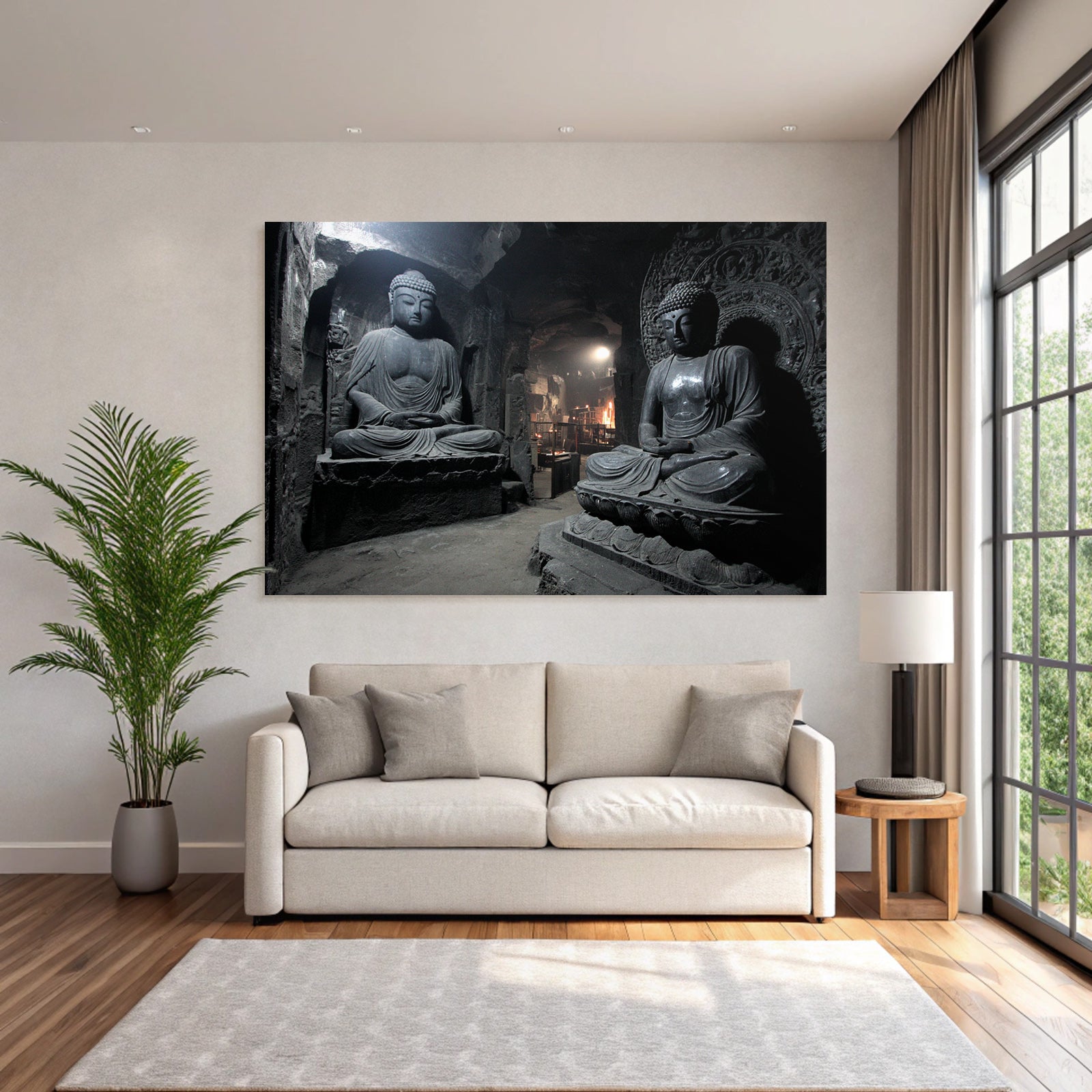 Buddha Statün Höhlen Tempel Tranquilität Reverenz