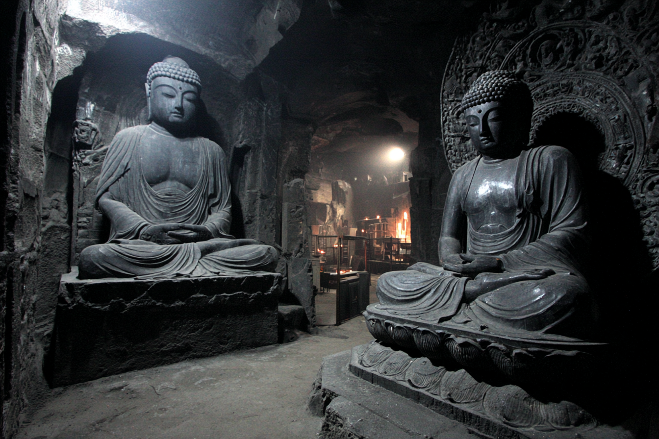 Buddha Statün Höhlen Tempel Tranquilität Reverenz | Spirituelle Motive und Buddha | Menschen und Emotionen