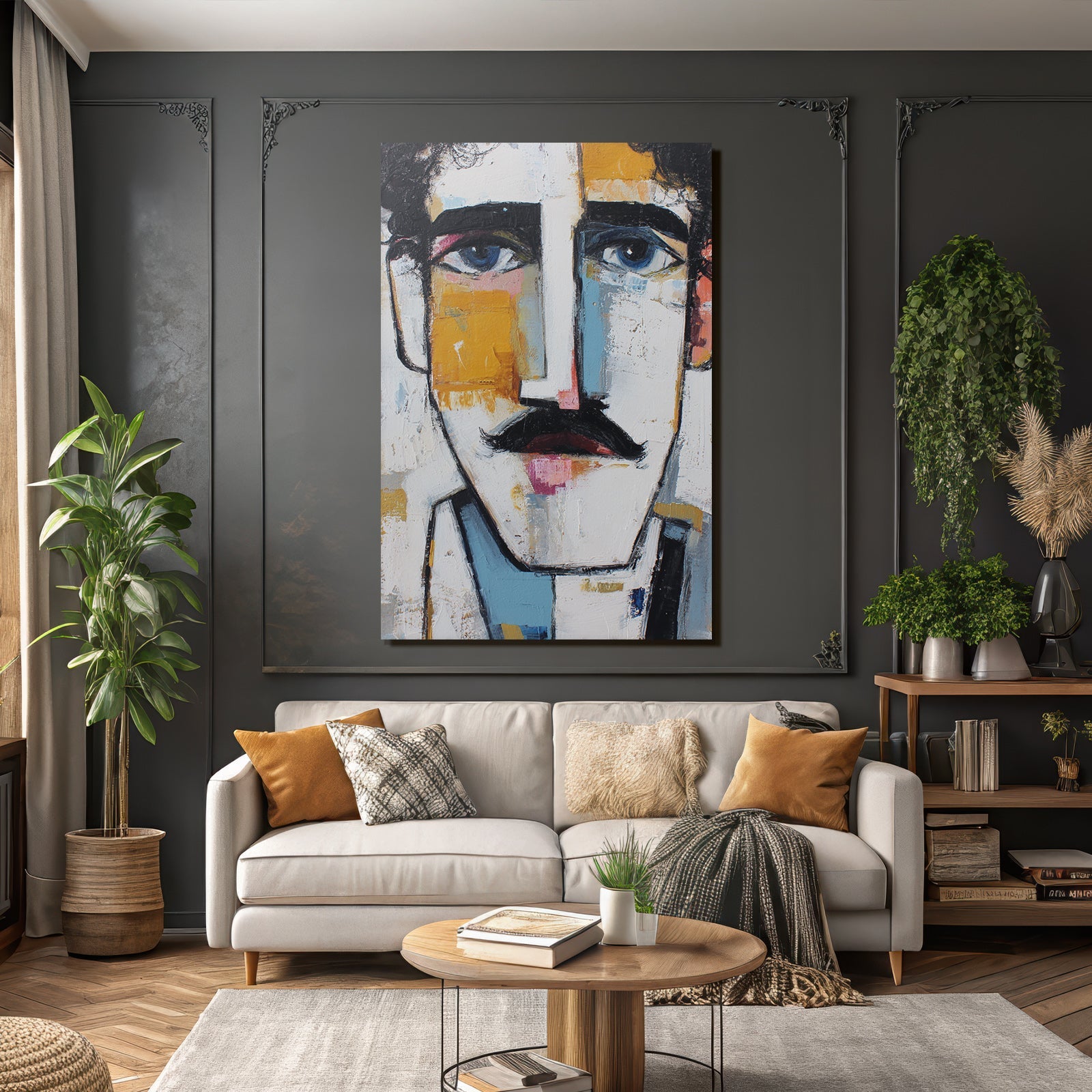 Abstract Portrait Mann Bold Colors Geometric Shapes