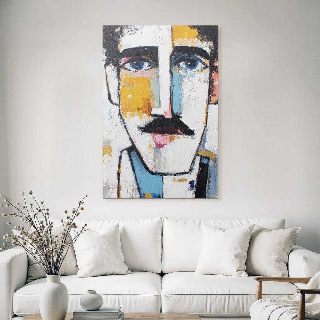 Abstract Portrait Mann Bold Colors Geometric Shapes