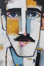 Abstract Portrait Mann Bold Colors Geometric Shapes | Tattoo Aesthetik | Menschen und Emotionen