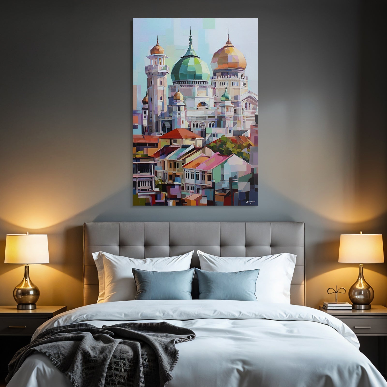 Bunte Kunstvolle Stadtansicht Mit Architektonischen Elementen