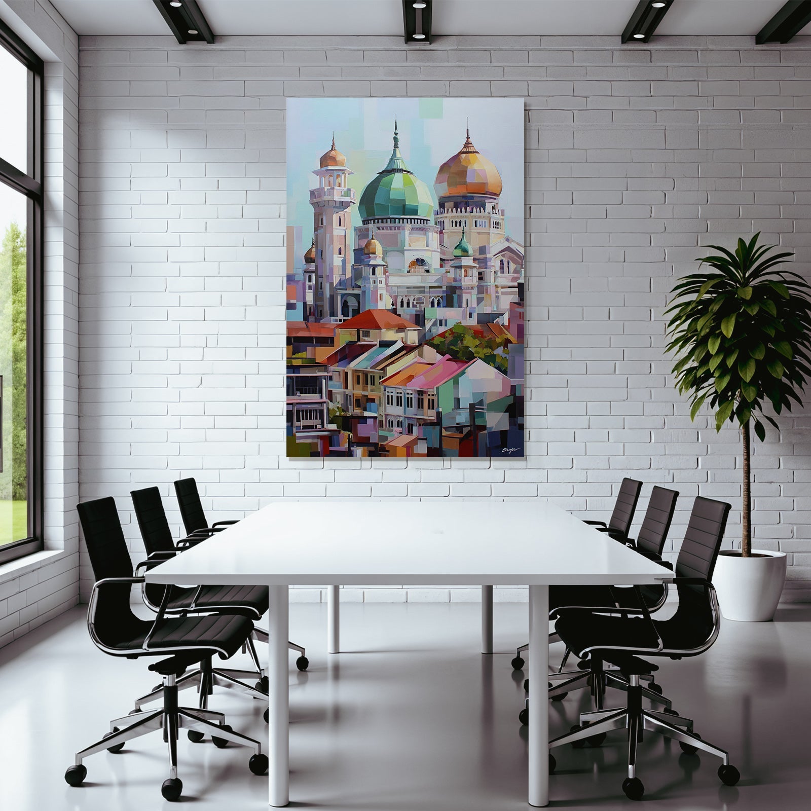 Bunte Kunstvolle Stadtansicht Mit Architektonischen Elementen