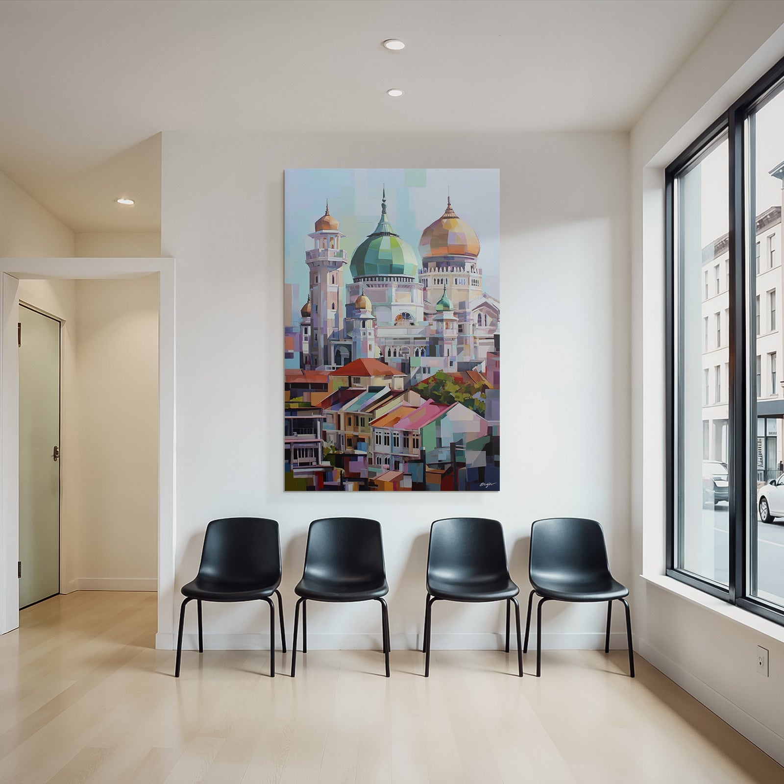 Bunte Kunstvolle Stadtansicht Mit Architektonischen Elementen