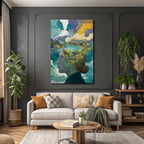 Frau Mit Landschaft Im Kopf Kreativität Und Natur Verbindung