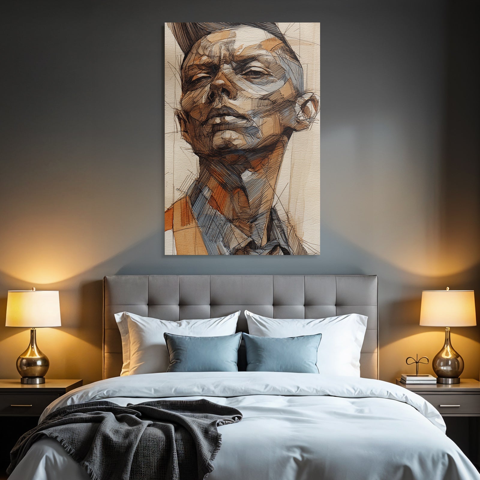 Kreative Kunstvolle Portraitzeichnung Einer Personen Face Oberen Korper