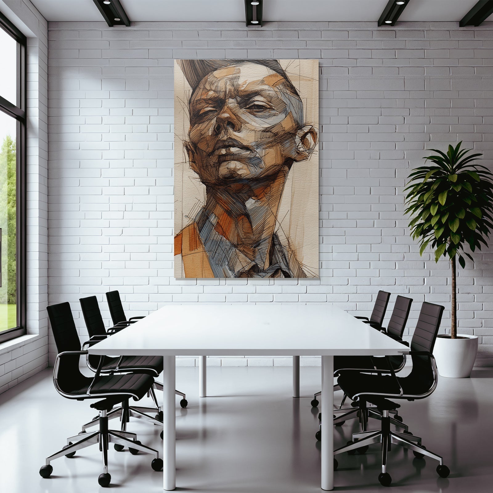 Kreative Kunstvolle Portraitzeichnung Einer Personen Face Oberen Korper