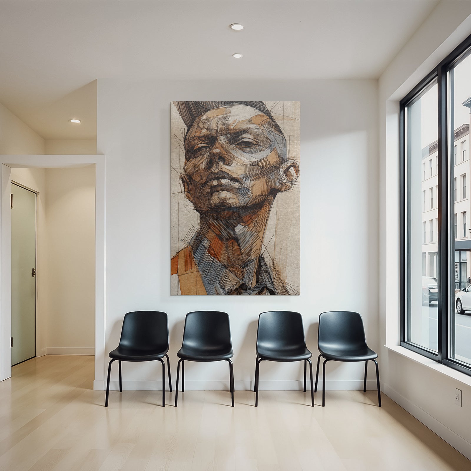 Kreative Kunstvolle Portraitzeichnung Einer Personen Face Oberen Korper