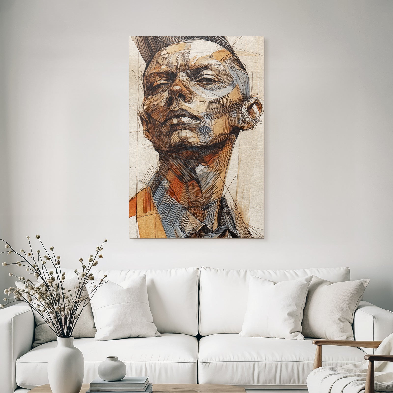 Kreative Kunstvolle Portraitzeichnung Einer Personen Face Oberen Korper