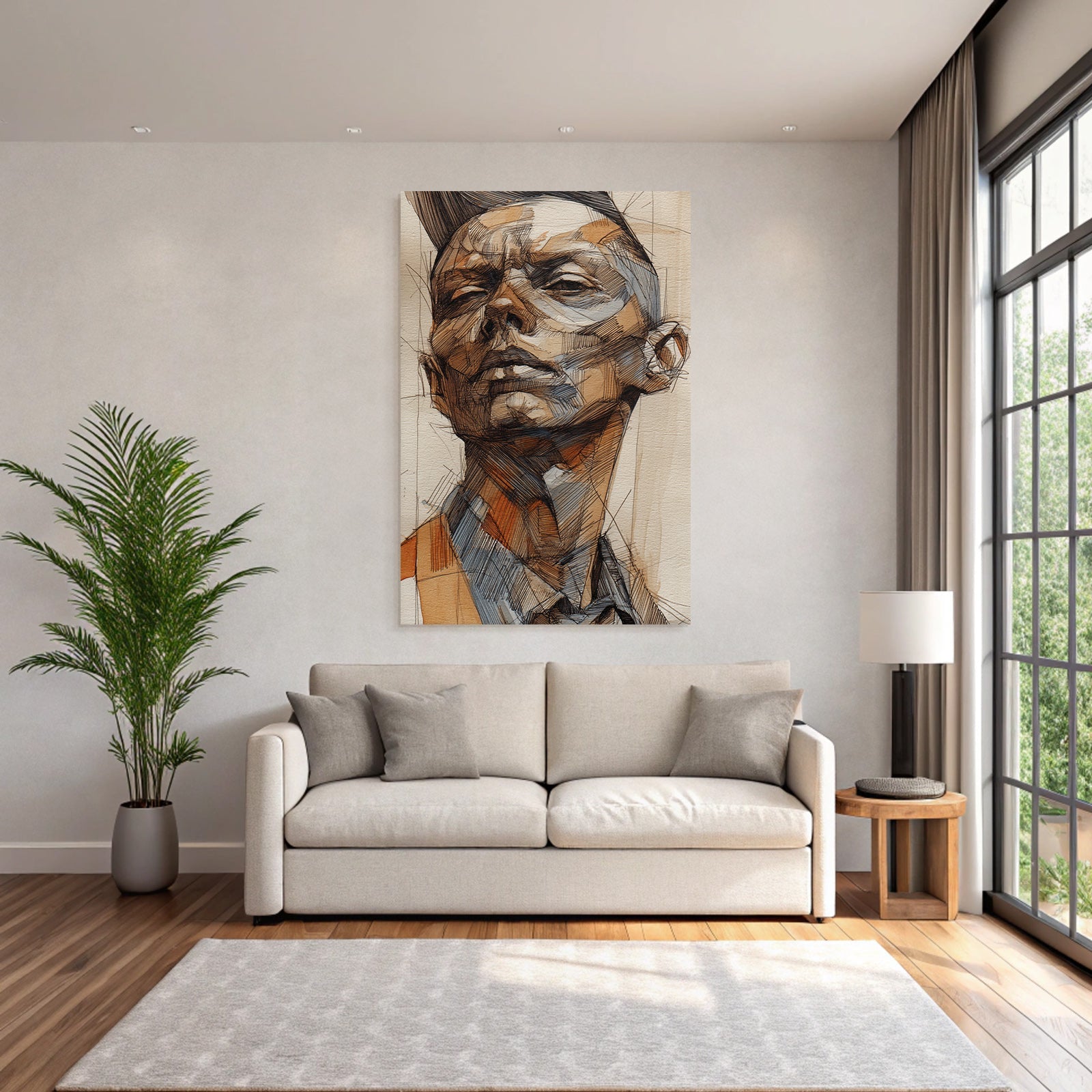 Kreative Kunstvolle Portraitzeichnung Einer Personen Face Oberen Korper