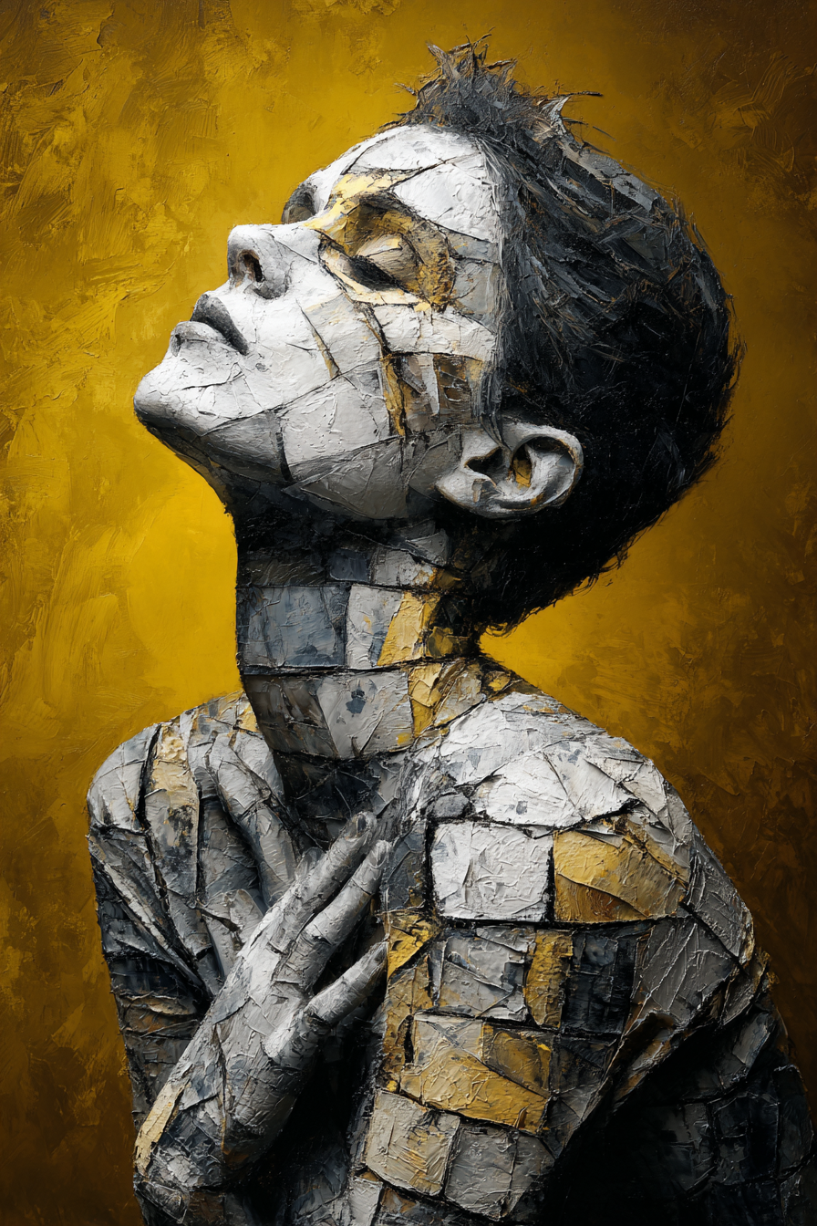 Künstlerische Darstellung Einer Person Im Fragmentierten Stil | Tattoo Aesthetik | Menschen und Emotionen
