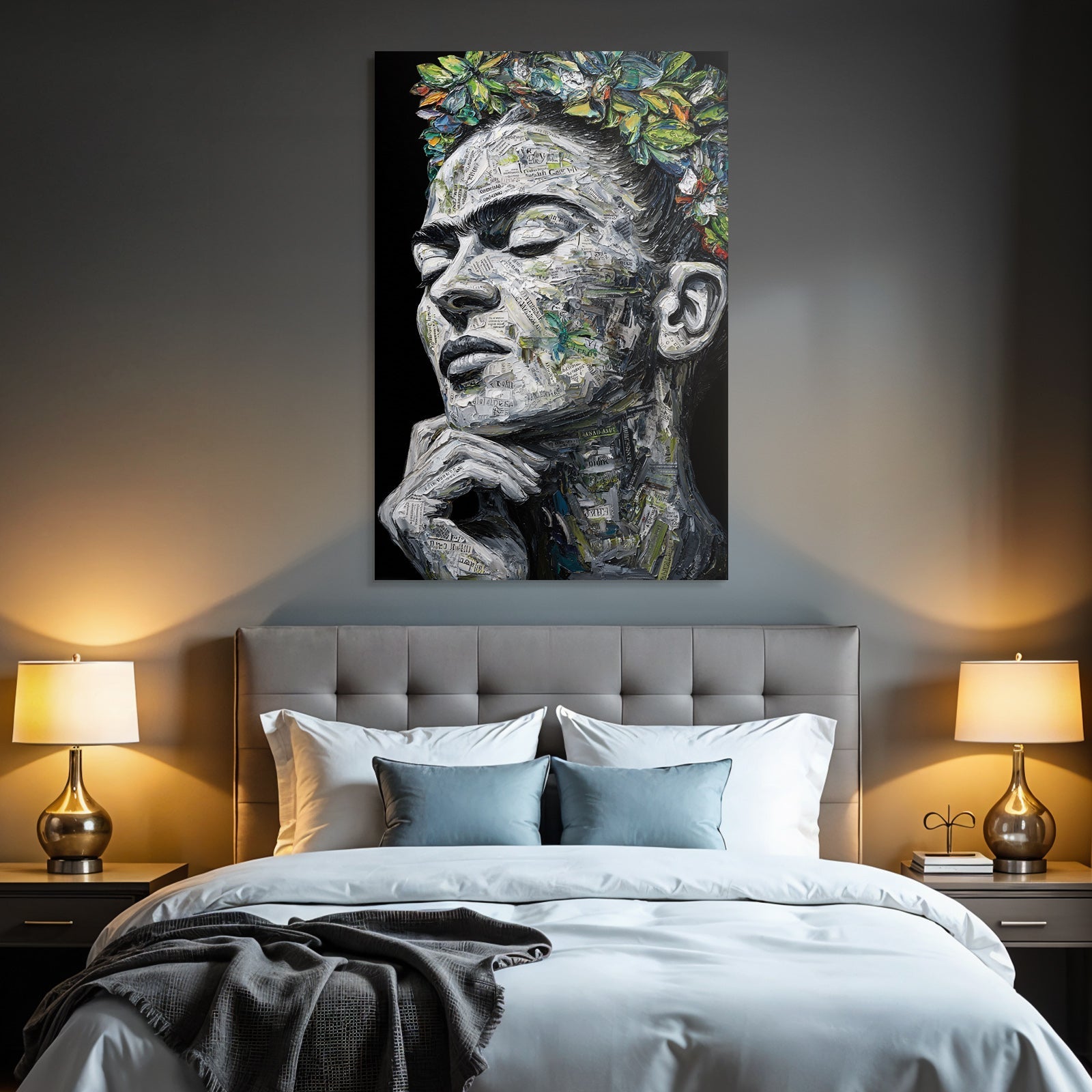 Künstlerische Darstellung Eines Gesichts Mit Blumen Im Hair Und Text Elements