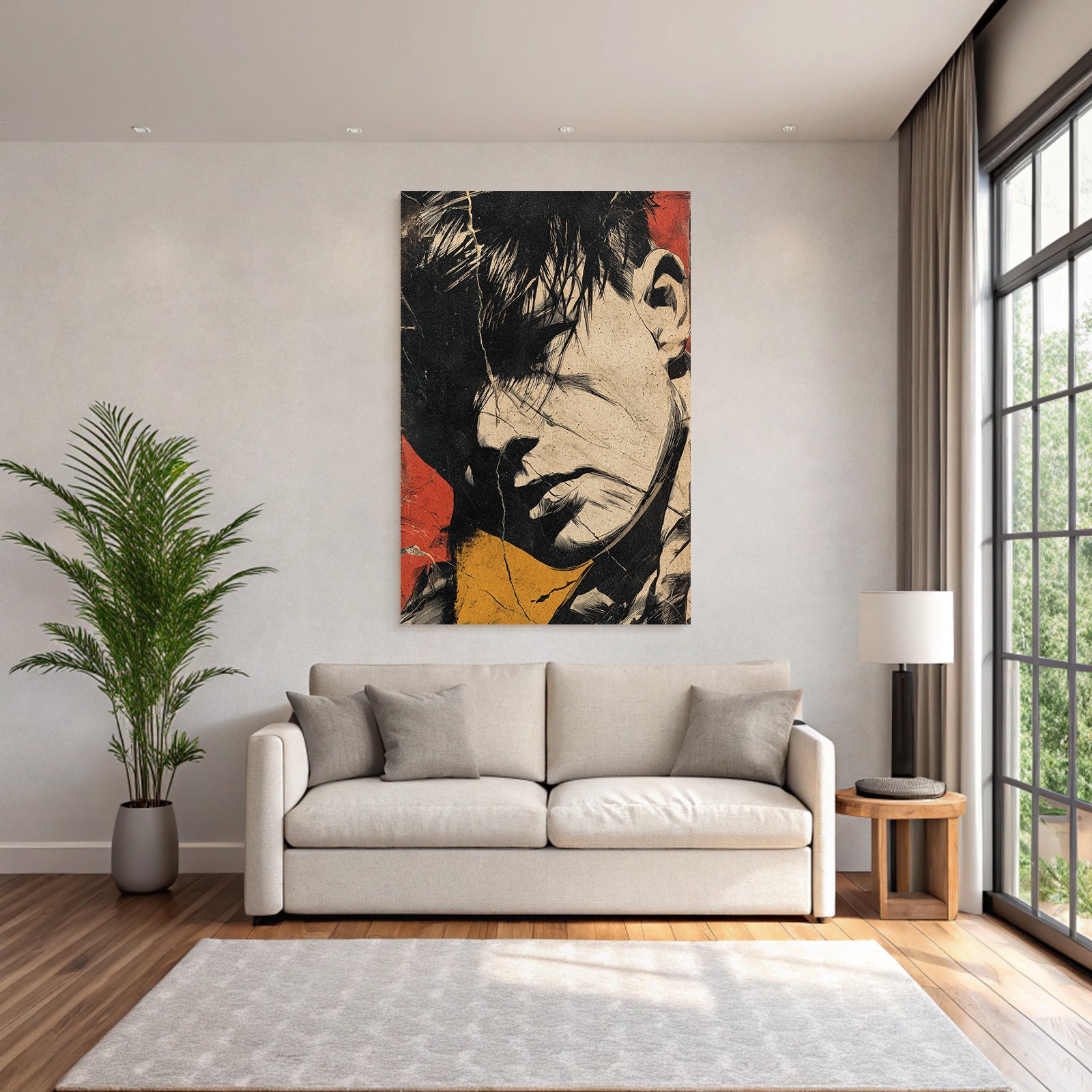 Künstlerische Illustration Abstrakte Person Mit Farben Black Red Yellow