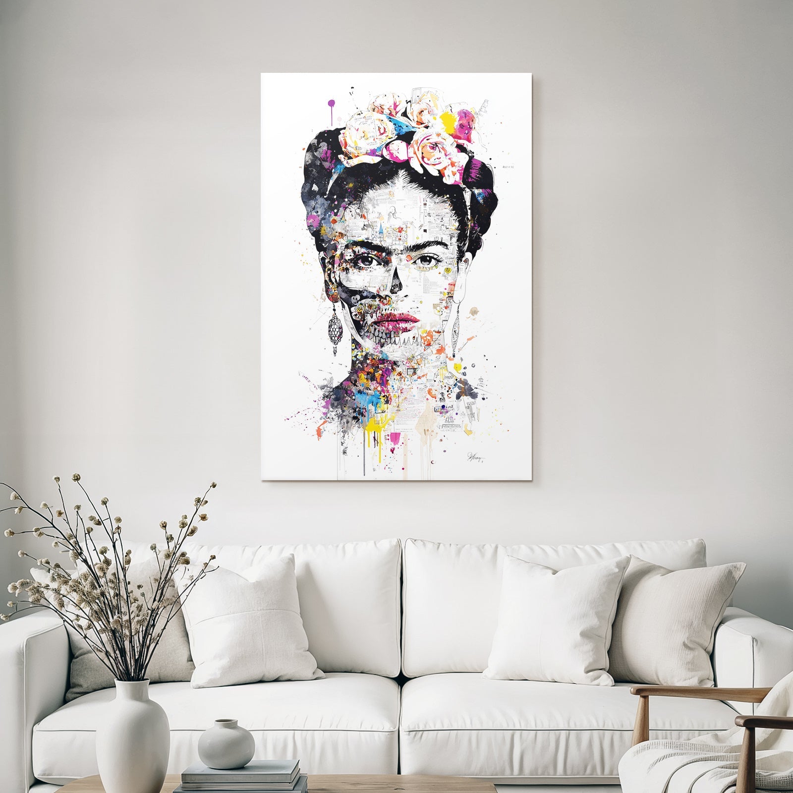 Lebens Und Todes Skull Aquarellkunst Vibrant Effects