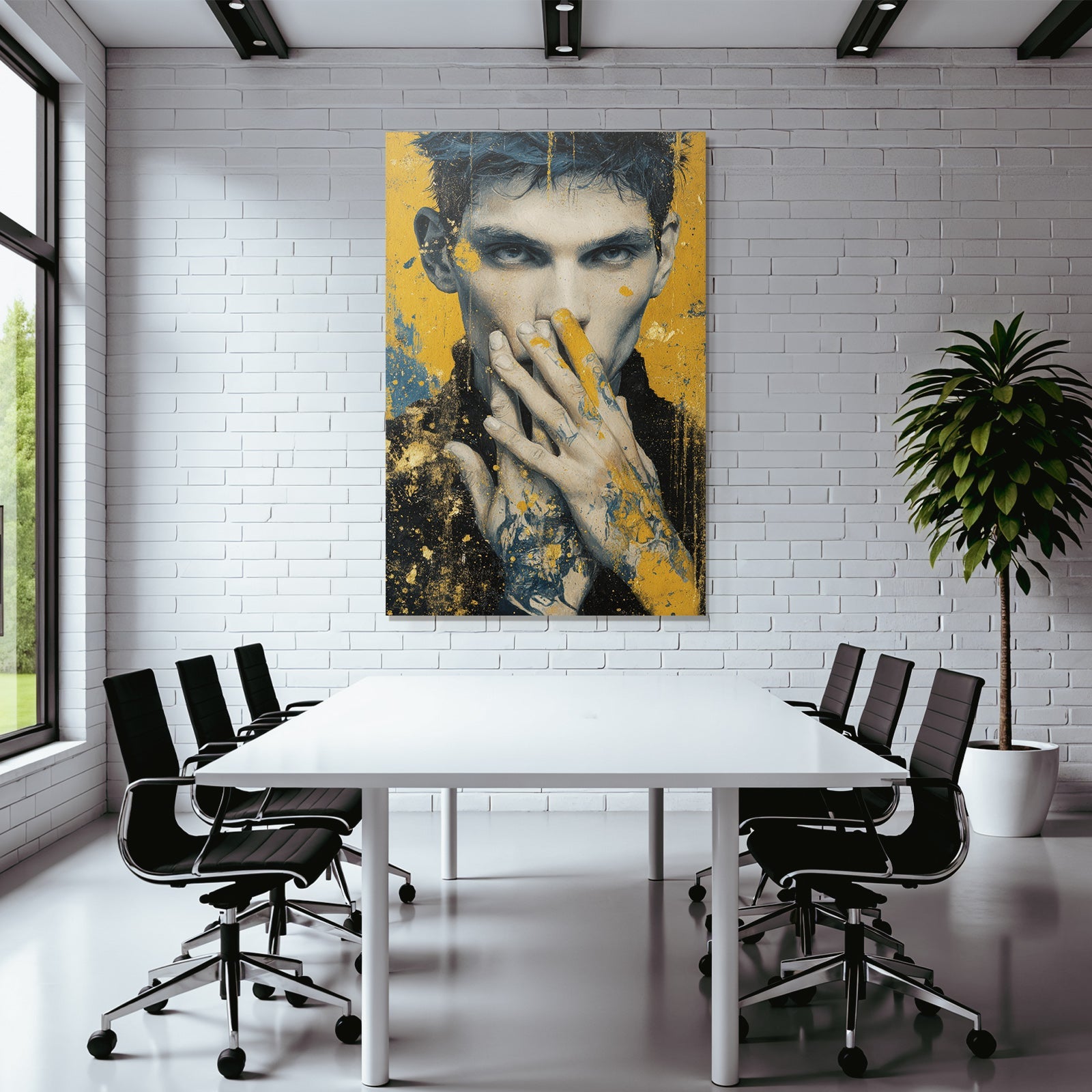Männlicher Figuren With Tätowierungen Modernes Kunstwerk Ausdrucksvoll