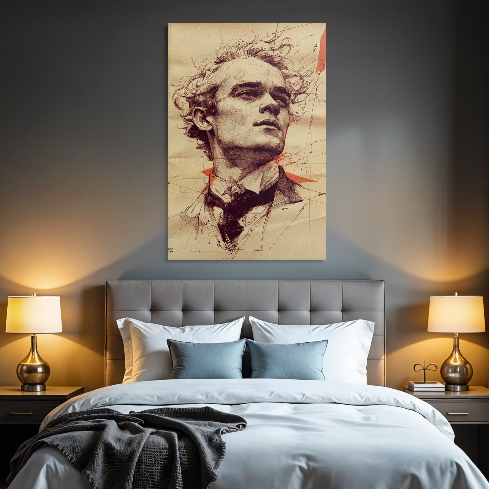 Mann Mit Stilisiertem Ausdruck Kunstvolle Illustration