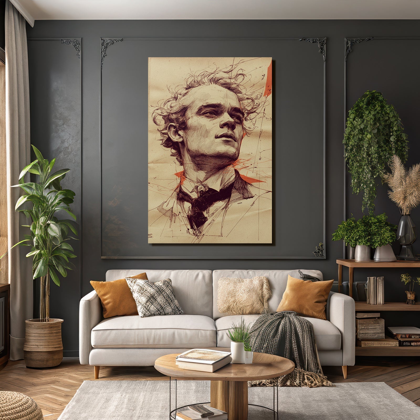 Mann Mit Stilisiertem Ausdruck Kunstvolle Illustration