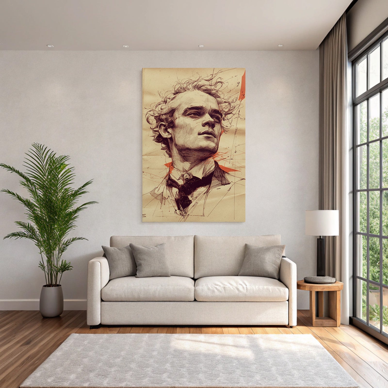 Mann Mit Stilisiertem Ausdruck Kunstvolle Illustration