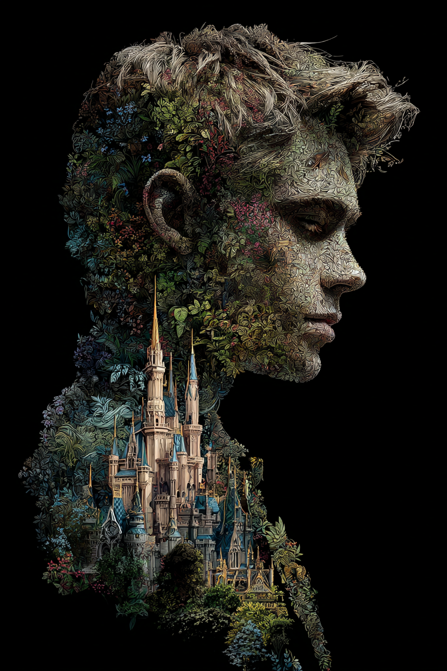 Mensch Natur Schloss Kreativ Illustration | Tattoo Aesthetik | Menschen und Emotionen