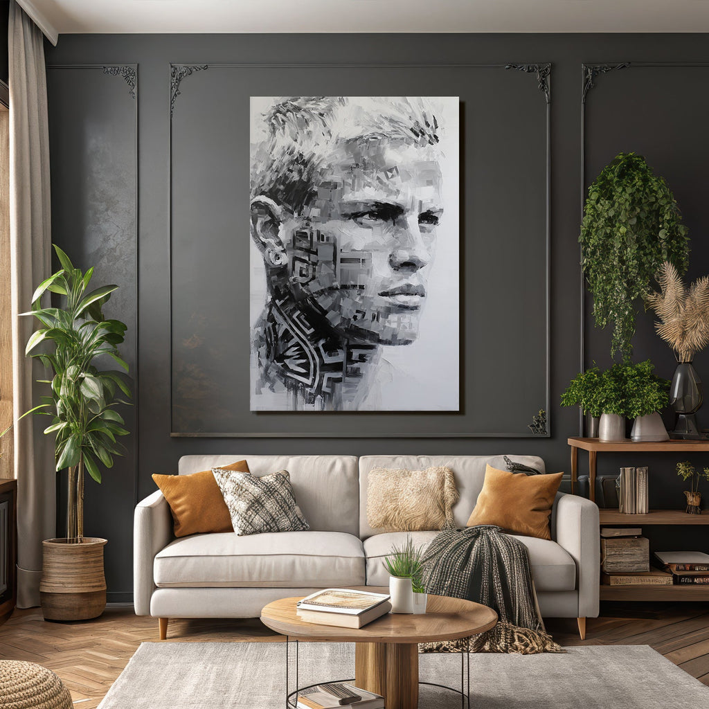 Monochromatic Portrait With Textured Design