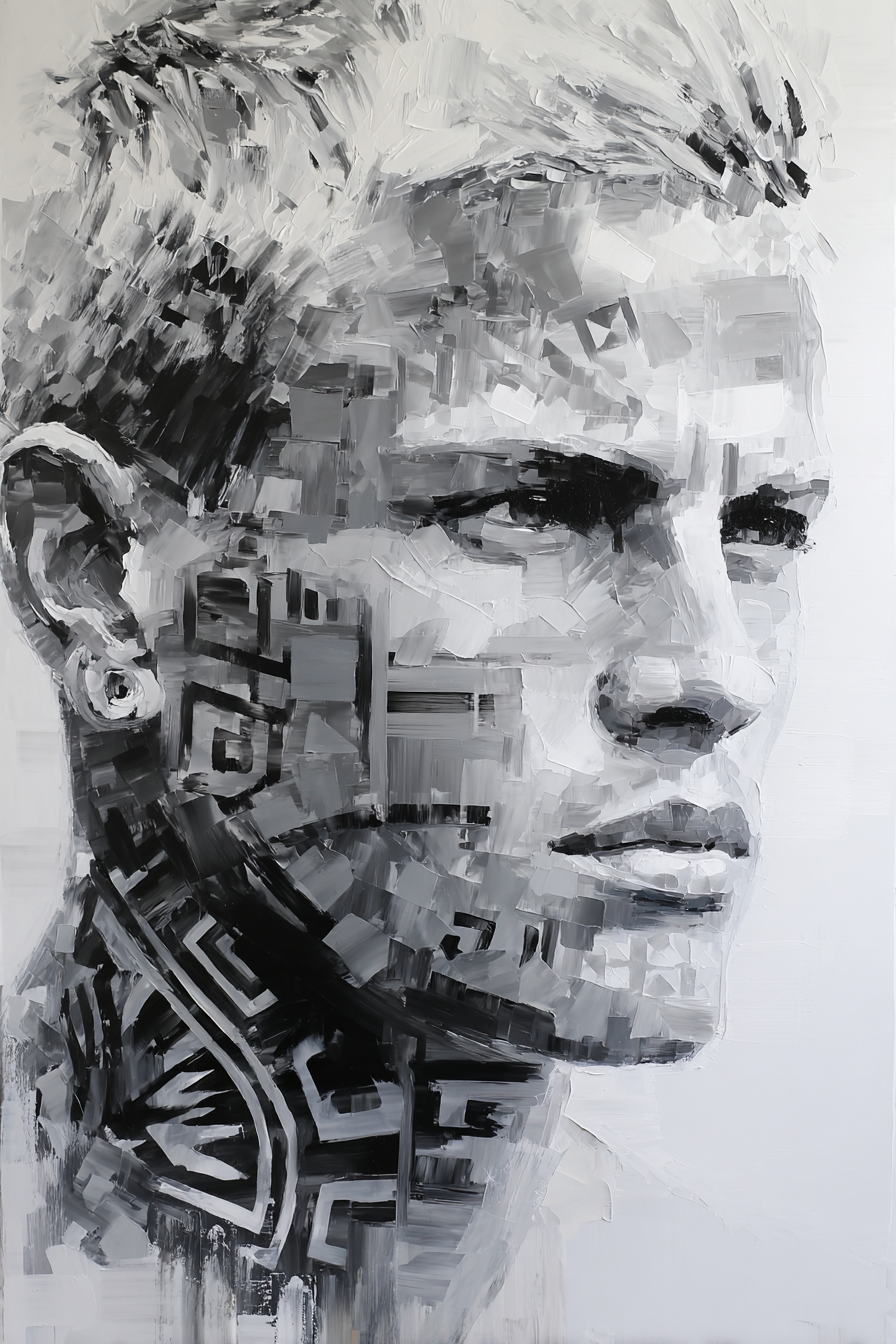 Monochromatisches Portrait Mit Texturiertem Design | Tattoo Aesthetik | Menschen und Emotionen
