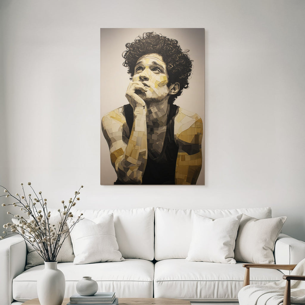 Stylisierte Kunst Der Nachdenkliche Mensch Patchwork Techniken