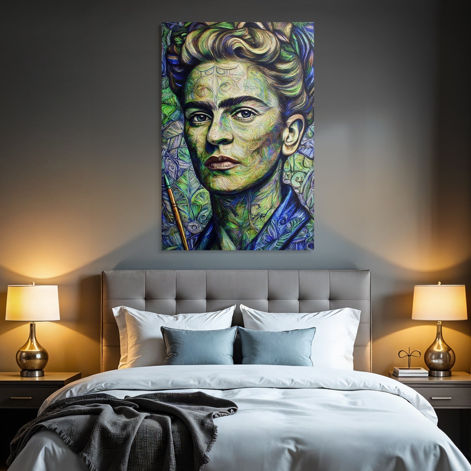 Stylisierte Portrait Der Frau Mit Pinsel Impressionistisch Expressionistisch