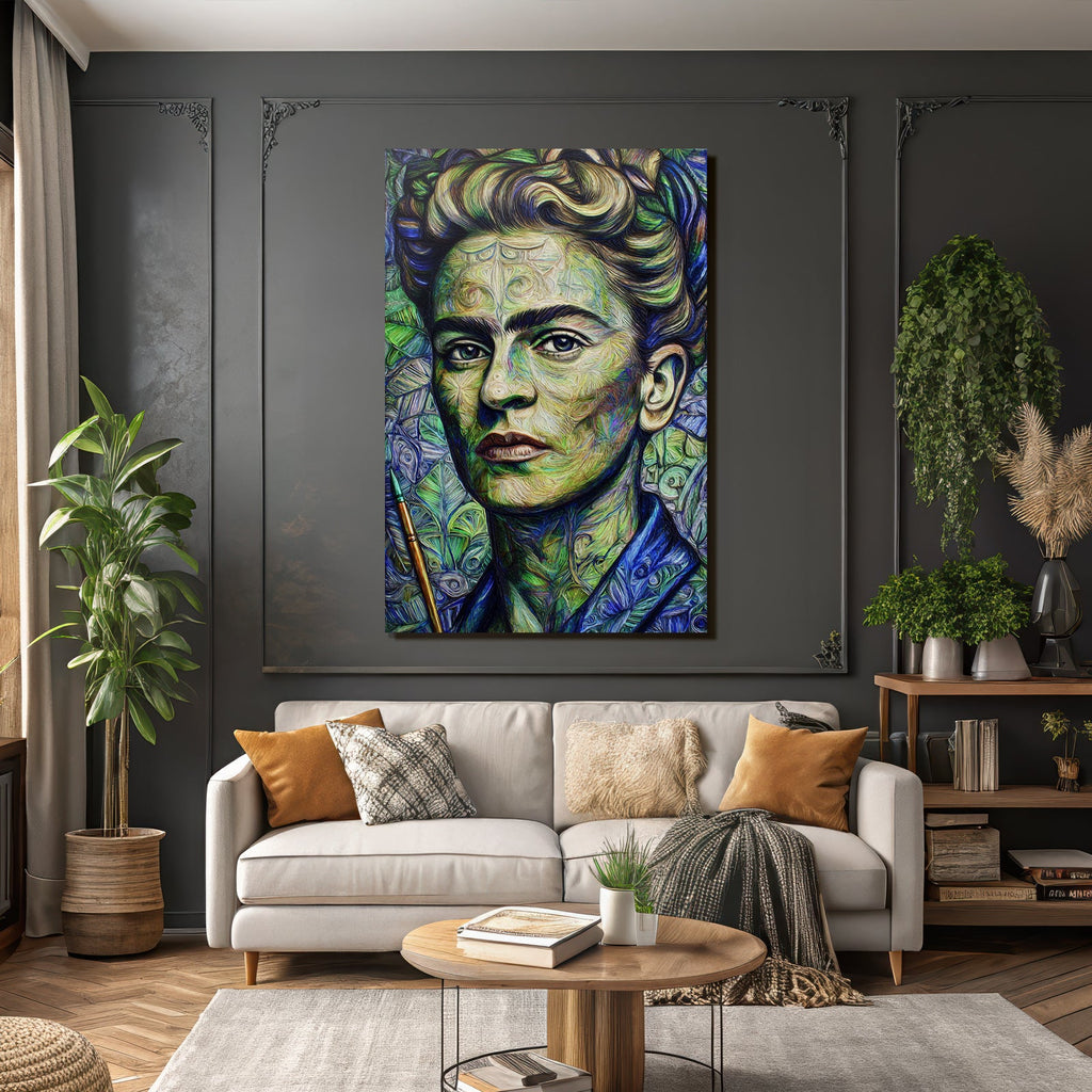 Stylisierte Portrait Der Frau Mit Pinsel Impressionistisch Expressionistisch