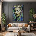 Stylisierte Portrait Der Frau Mit Pinsel Impressionistisch Expressionistisch