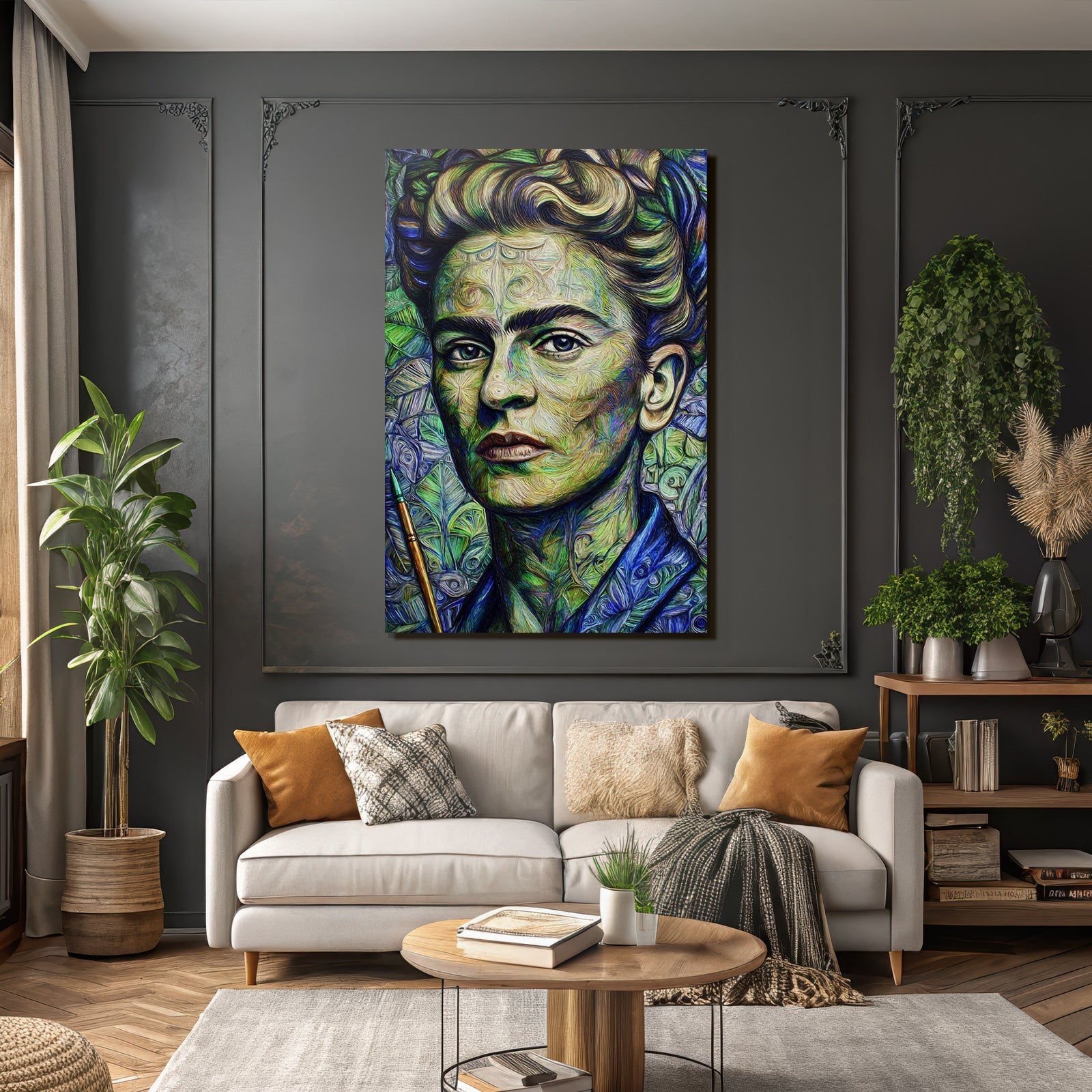 Stylisierte Portrait Der Frau Mit Pinsel Impressionistisch Expressionistisch
