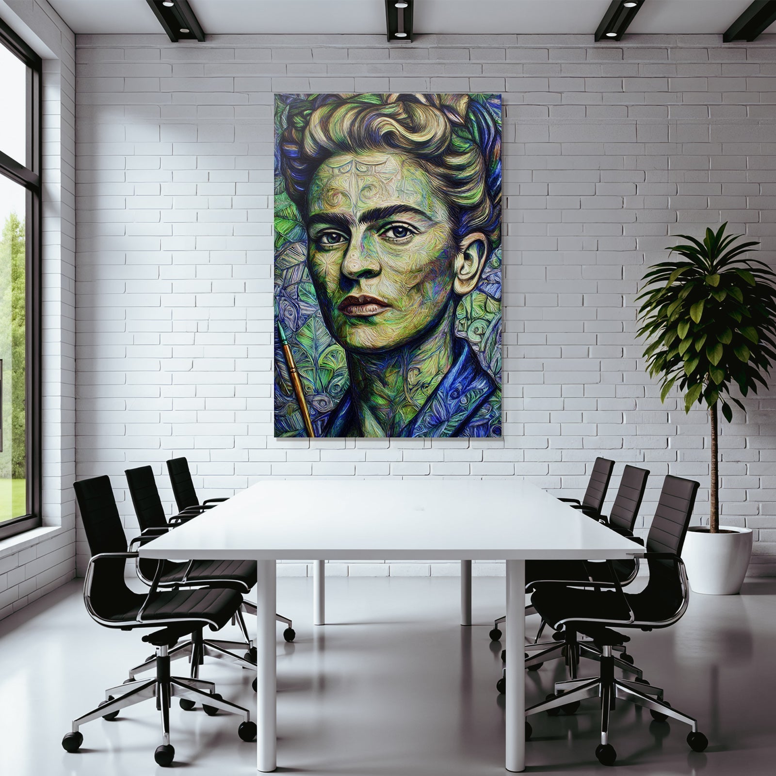 Stylisierte Portrait Der Frau Mit Pinsel Impressionistisch Expressionistisch