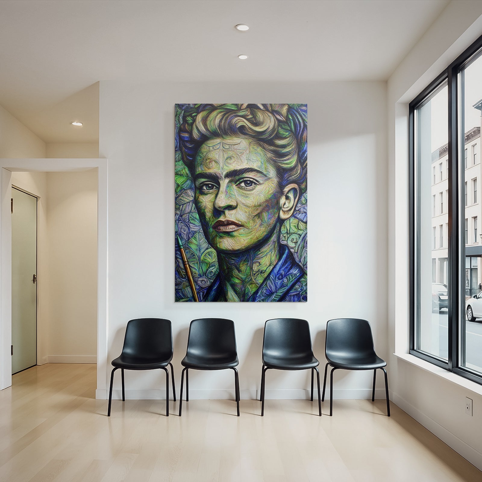 Stylisierte Portrait Der Frau Mit Pinsel Impressionistisch Expressionistisch