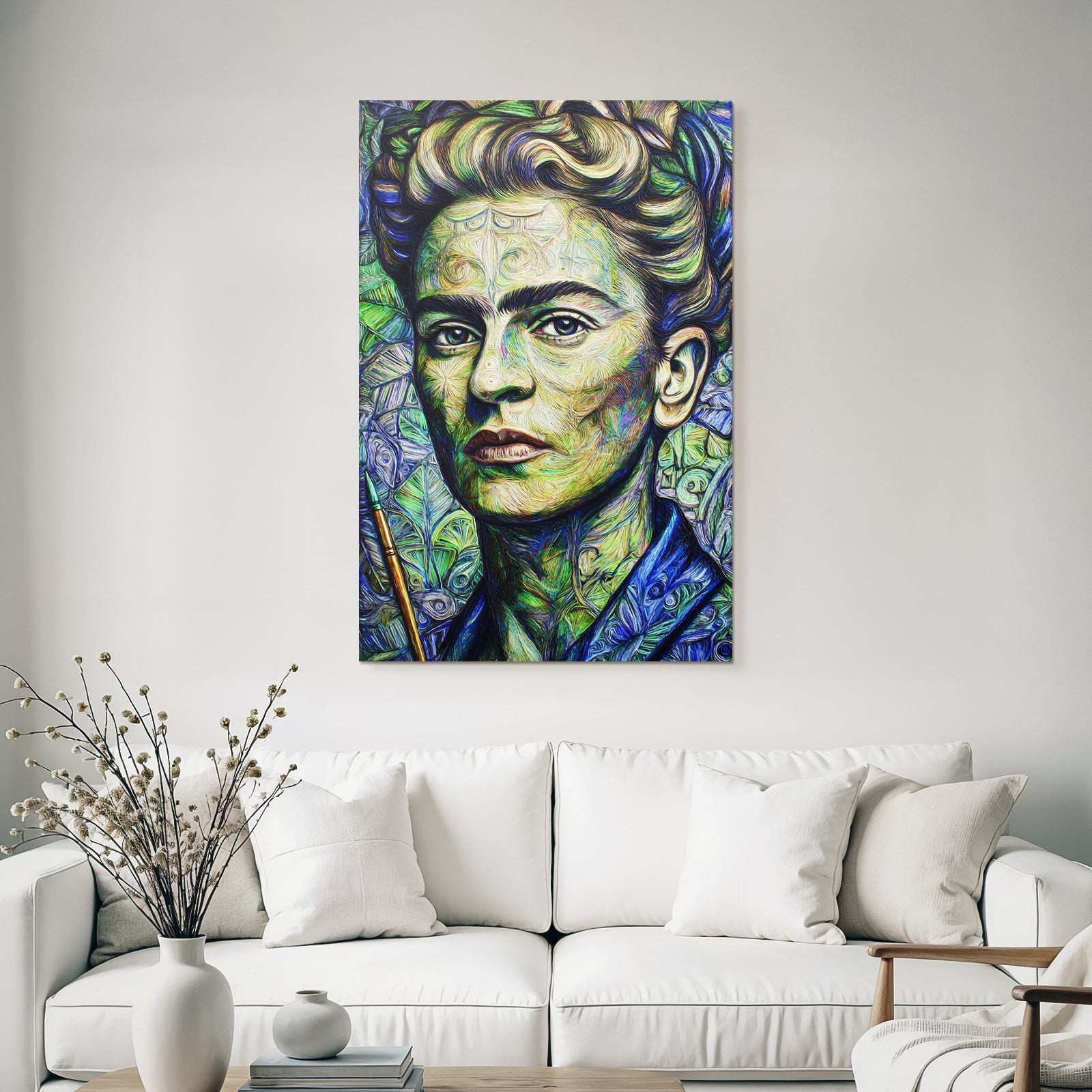 Stylisierte Portrait Der Frau Mit Pinsel Impressionistisch Expressionistisch