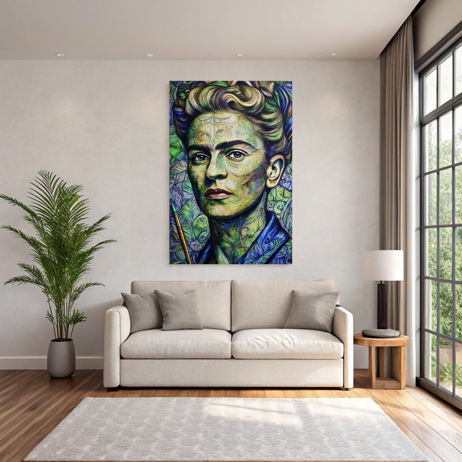 Stylisierte Portrait Der Frau Mit Pinsel Impressionistisch Expressionistisch