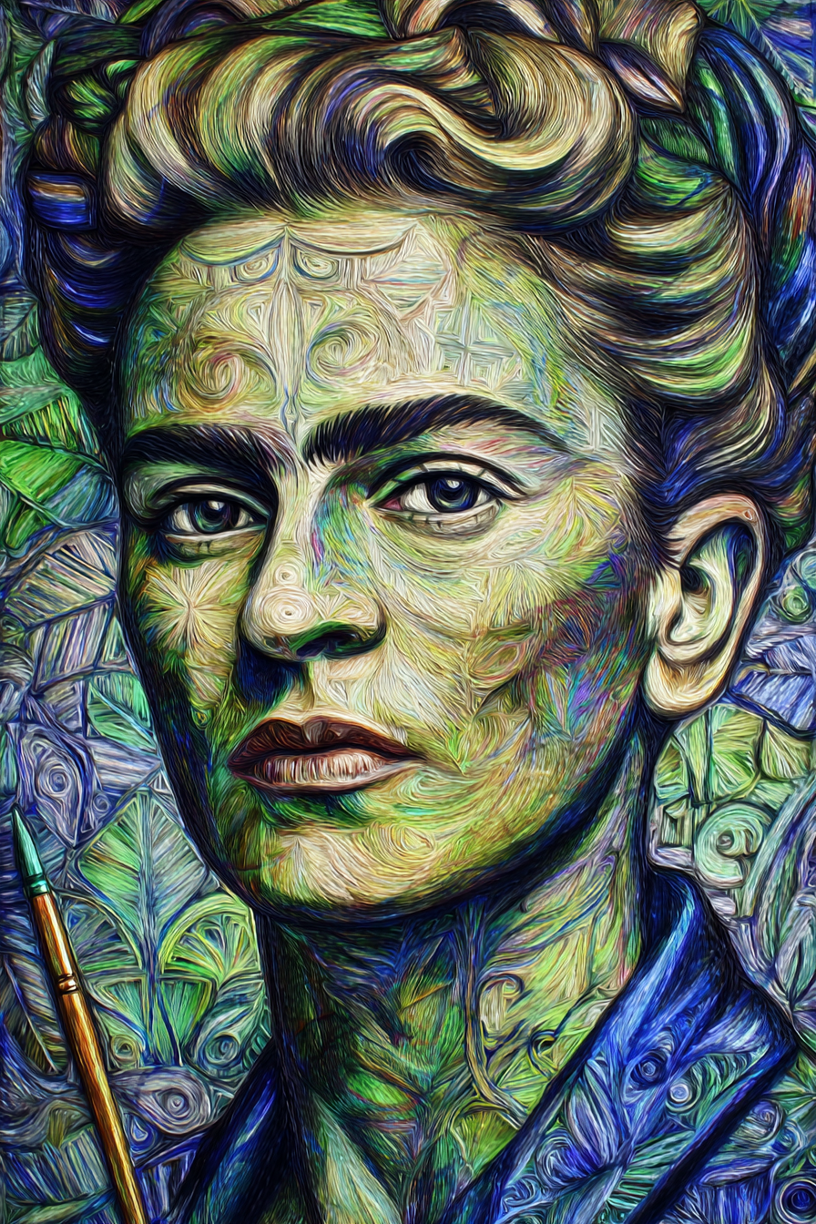Stylisierte Portrait Der Frau Mit Pinsel Impressionistisch Expressionistisch | Tattoo Aesthetik | Menschen und Emotionen