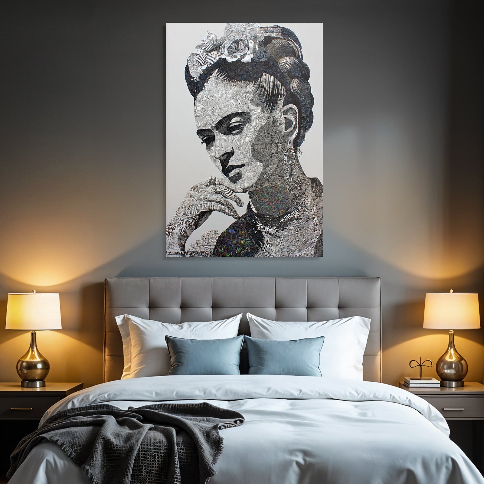 Stylisierte Portrait Einer Frau Mit Intrikater Linienarbeit
