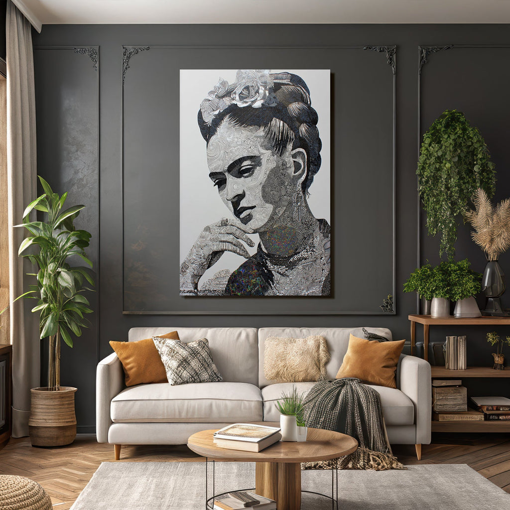 Stylisierte Portrait Einer Frau Mit Intrikater Linienarbeit