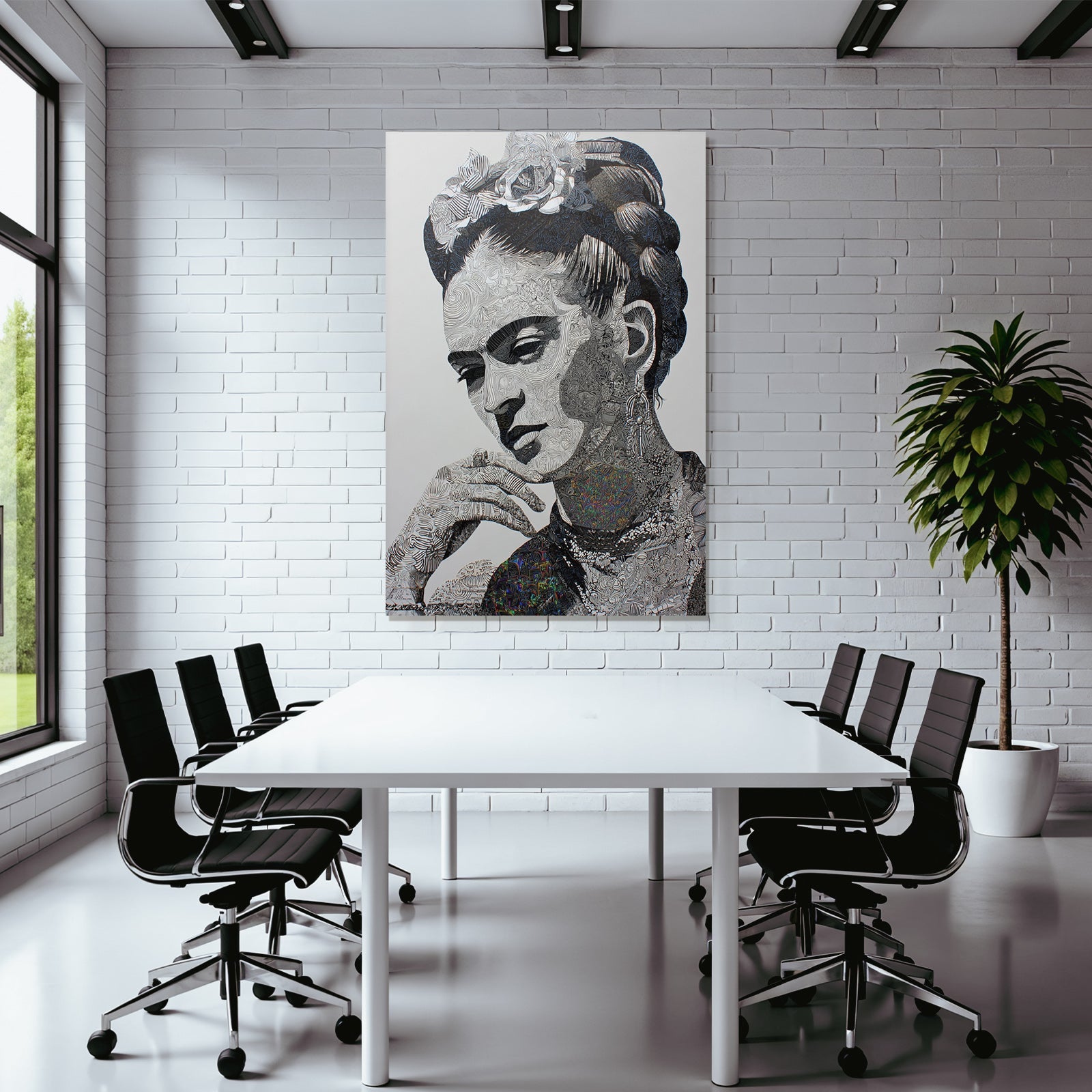 Stylisierte Portrait Einer Frau Mit Intrikater Linienarbeit