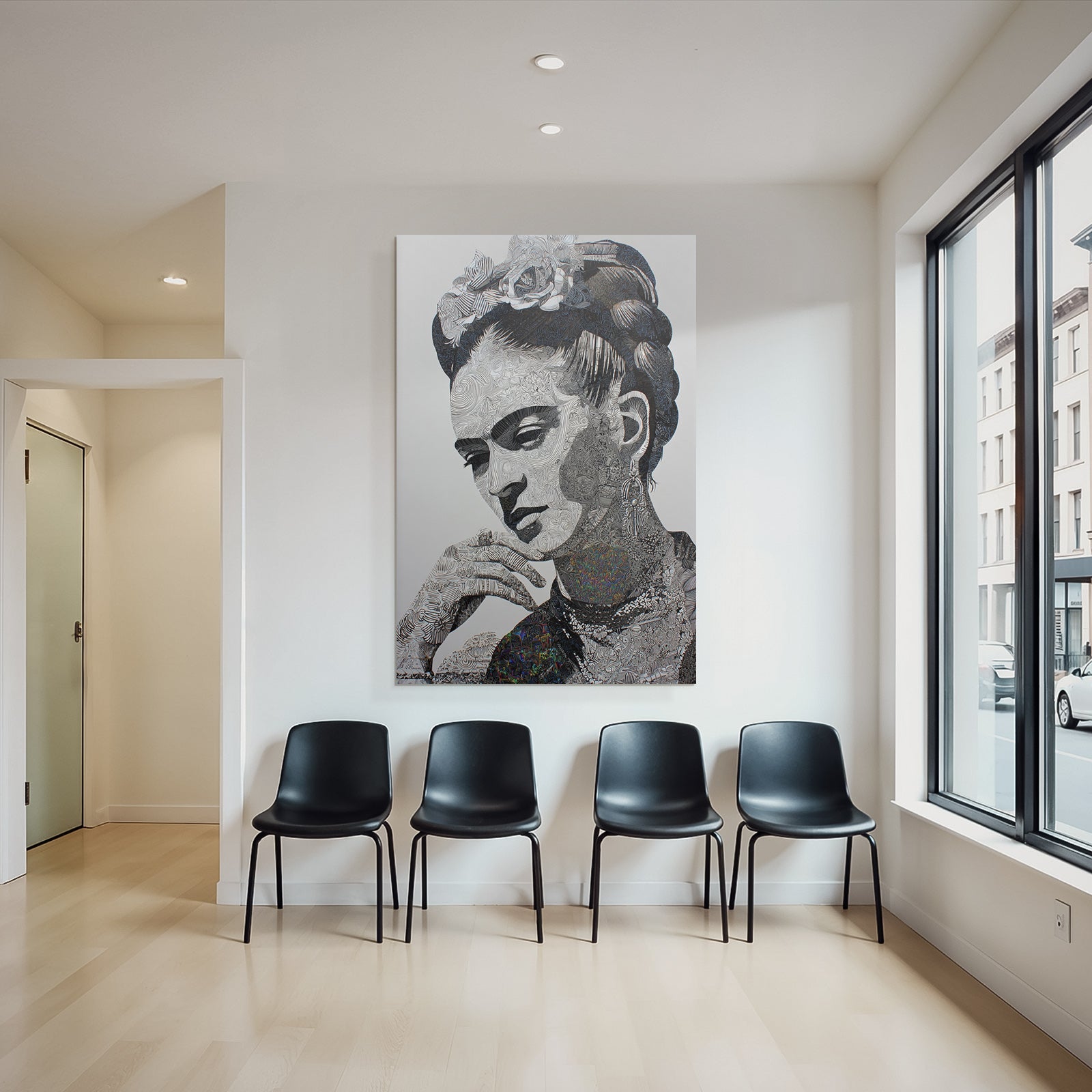 Stylisierte Portrait Einer Frau Mit Intrikater Linienarbeit