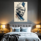 Stylisierte Portrait Mit Mohawk Haarschnitt Und Stammes Tattoos