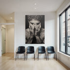 Tattooed Person Hands In Front Of Face Introspective Black And White