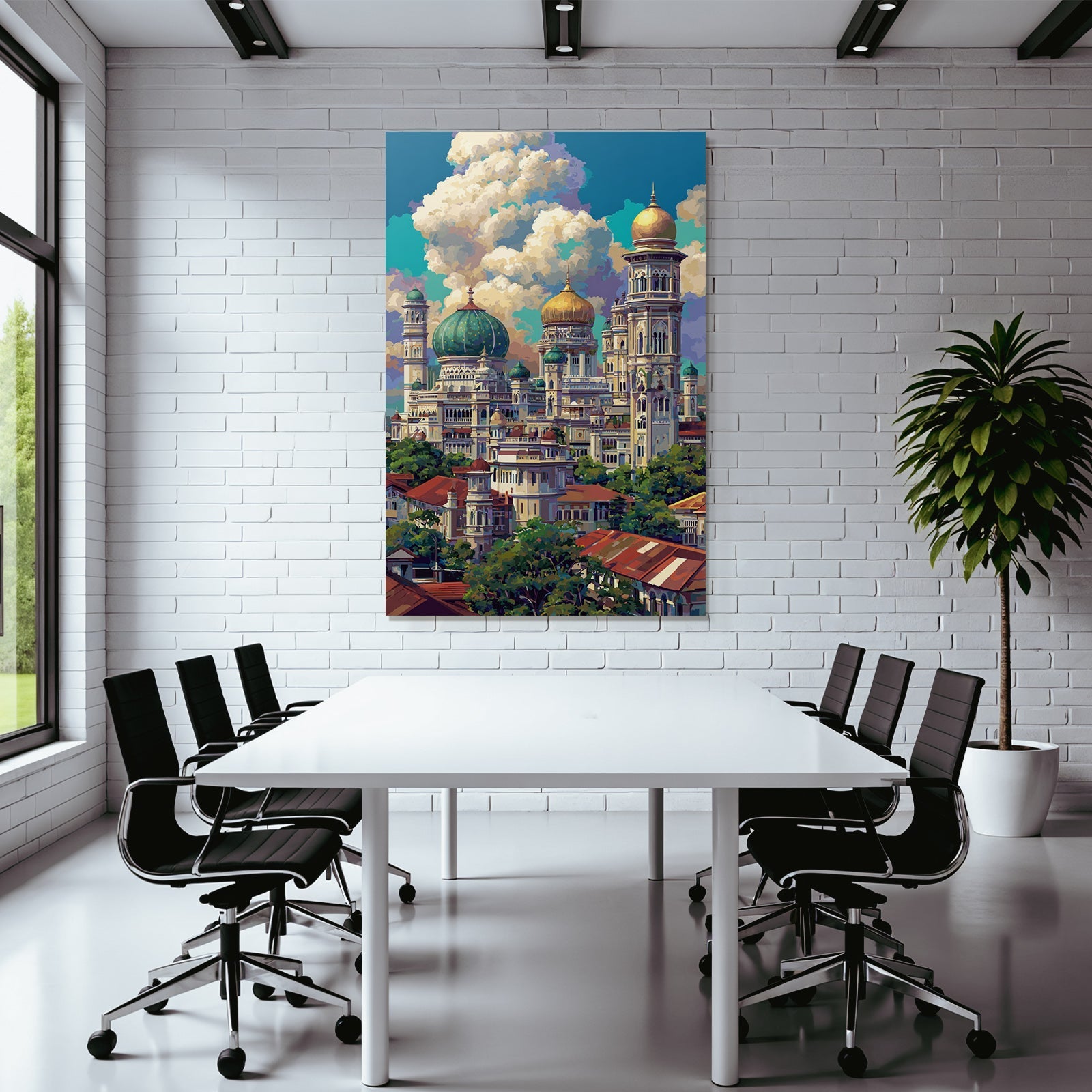 Vibrante Architektur Komplex Mit Domen Und Türme In Einer Fantasie Stadtlandschaft