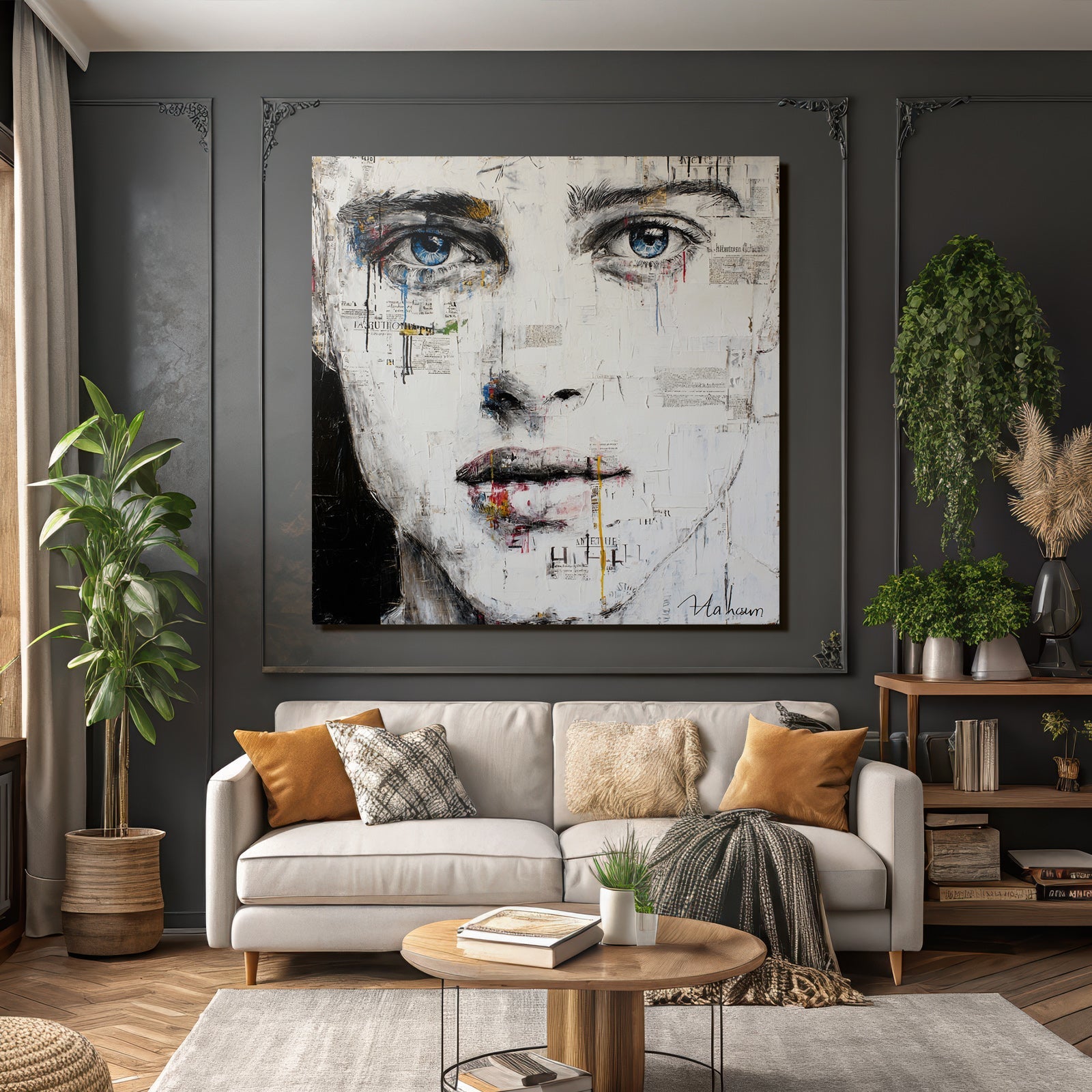 Abstraktes Portrait Mit Time Fragen Identität Emotion Societal Commentary