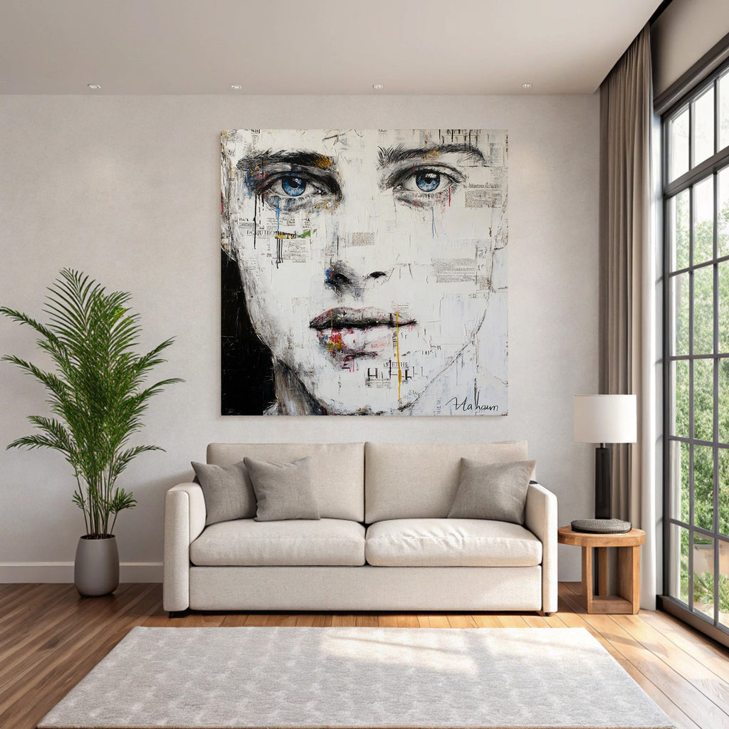 Abstraktes Portrait Mit Time Fragen Identität Emotion Societal Commentary